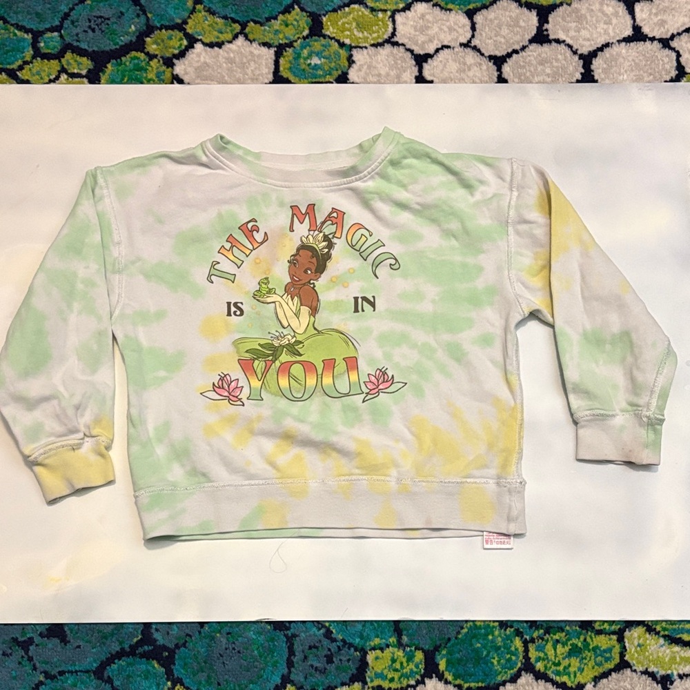 Disney Kids Tiana Tie-Dye Sweatshirt - Green & Yellow